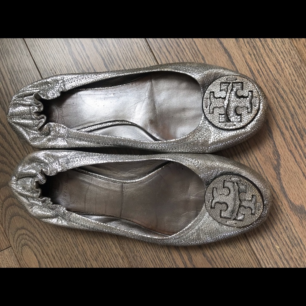 Silver Tory Burch Flats Size 11